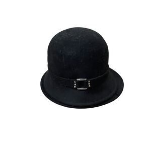 Vintage Currency By Helen Welsh Bucket Hat Womens Wool Black Italy
